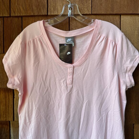 NWT Nike Pink Scoop Neck Short Sleeve Cotton Knit Tee in Women's XXL - Picture 2 of 9